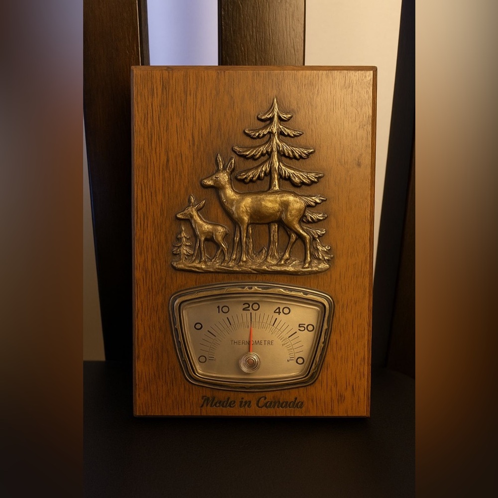 Vintage Wooden Wall Thermometer – Made in Canada